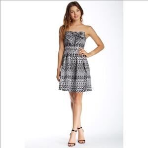 Eva Franco Vera Bow Metallic Strapless Mini Dress